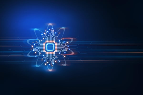 A delicate star with a multi-colored circuit board at its center