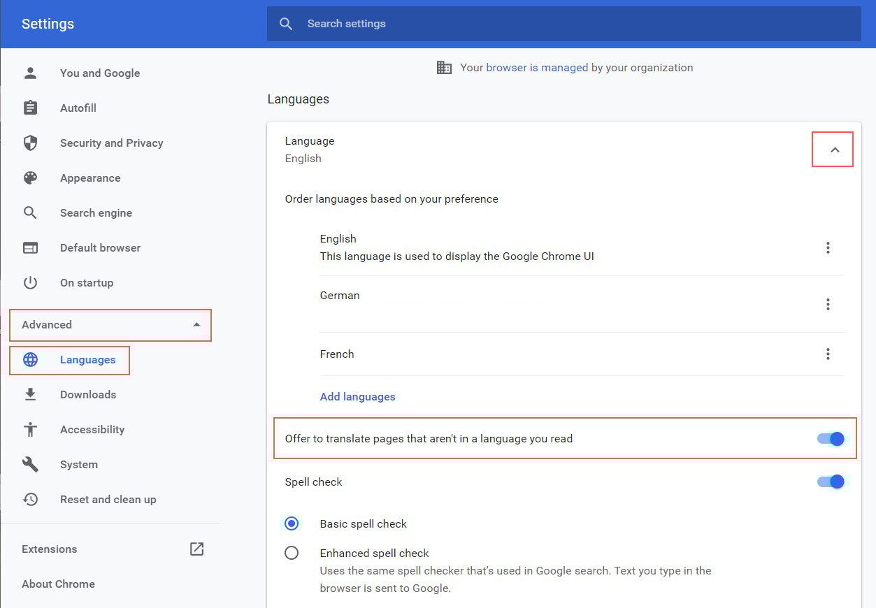 Chrome Language Options
