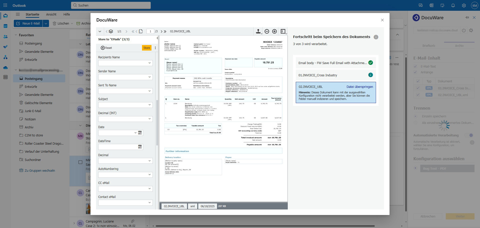Outlook Add-in fuer DocuWare On-Premises Systeme