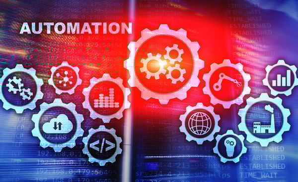 Light blue gears on a red and blue background (1)