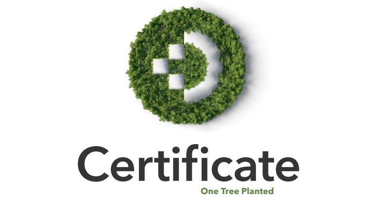 DocuWare logo formed by green trees shown in a certificate new customers receive