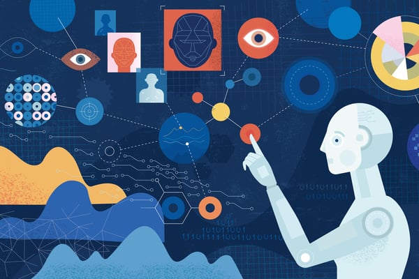 Robot touching circle in a computer network