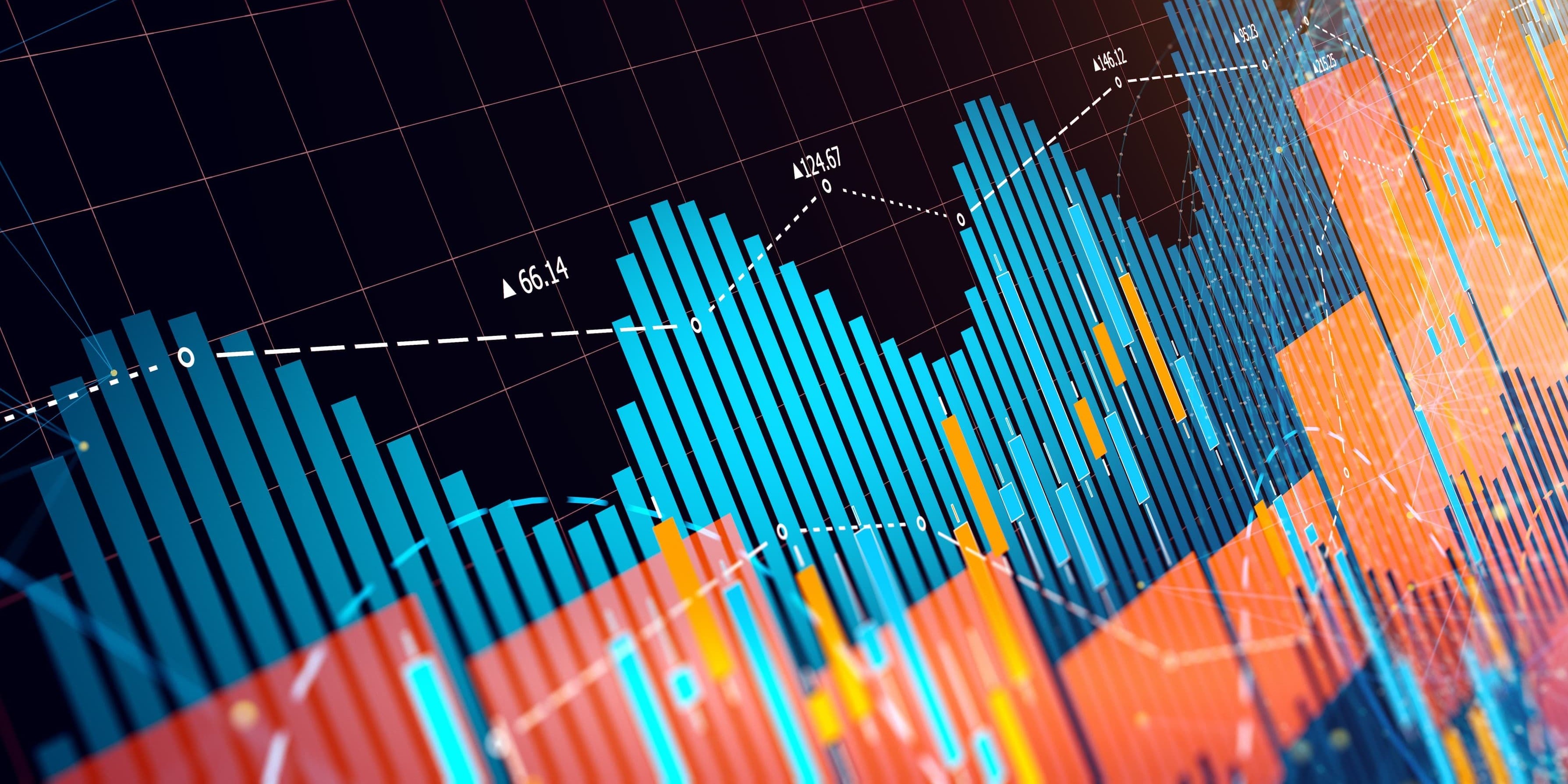 Graph showing the rise and fall of stock prices