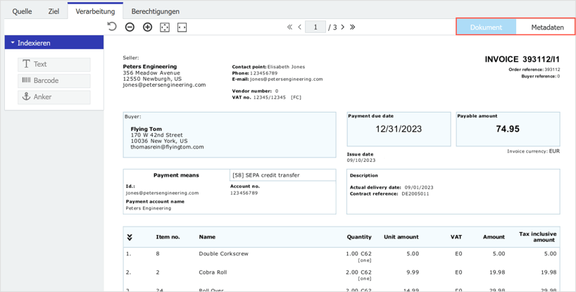 Anzeige E-Rechnungen