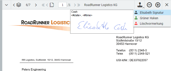 Dokument freigeben mit Stempeln